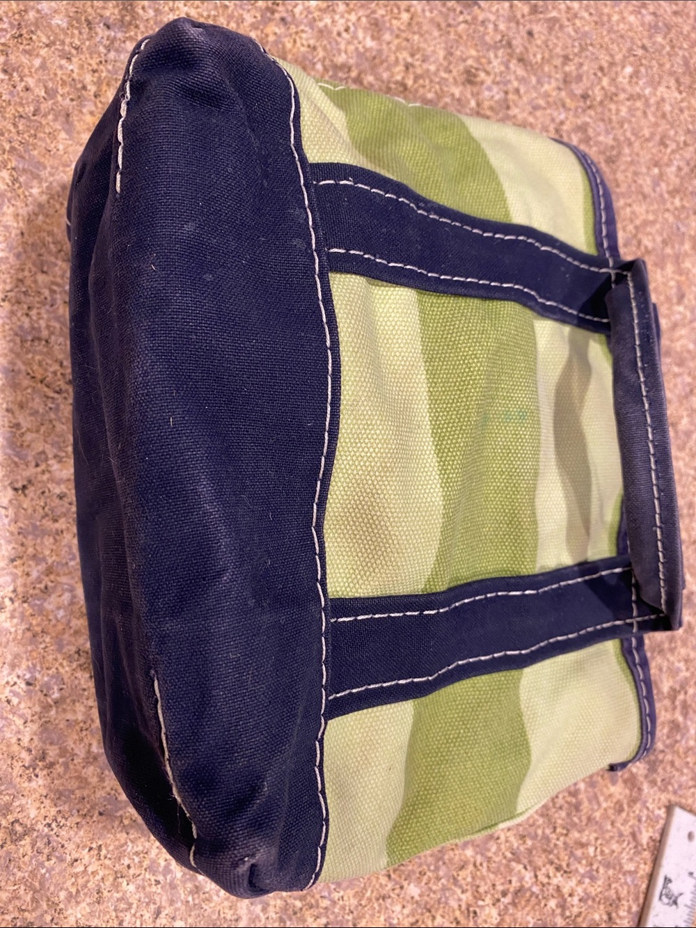 Vintage L.L.Bean BOAT AND TOTE Mini Stripe Blue Green 0FWM1 Zipper No Monogram - Picture 11 of 17